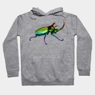 Rainbow Five Horned Rhinoceros Beetle Hoodie